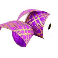Лента армированная Атлас Фиолетовый "Золотой принт. Глиттер" / 6,3*890 см (Китай)